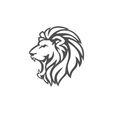 Kızgın siyah ve beyaz Logo, işareti, vektör tasarımı aslan baş