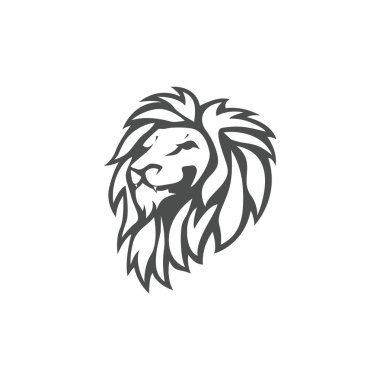 Kızgın siyah ve beyaz Logo, işareti, vektör tasarımı aslan baş