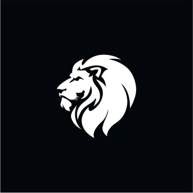 Kızgın siyah ve beyaz Logo, işareti, vektör tasarımı aslan baş