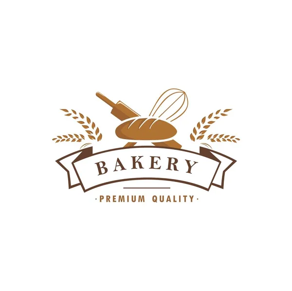 Bäckerei Und Logo Schild Schablone Emblem Flaches Vektordesign — Stockvektor