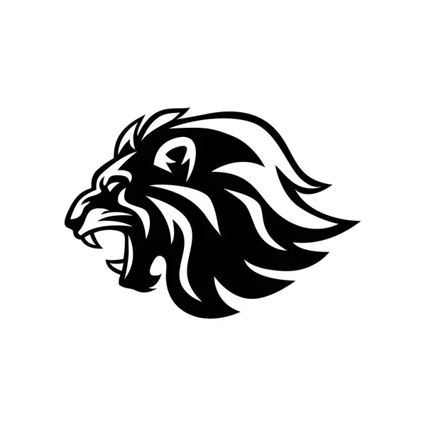 Kızgın siyah ve beyaz Logo, işareti, vektör tasarımı aslan baş