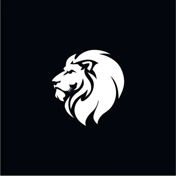 Logo Noir Blanc Tête Lion Colère Signe Conception Vectorielle — Image vectorielle