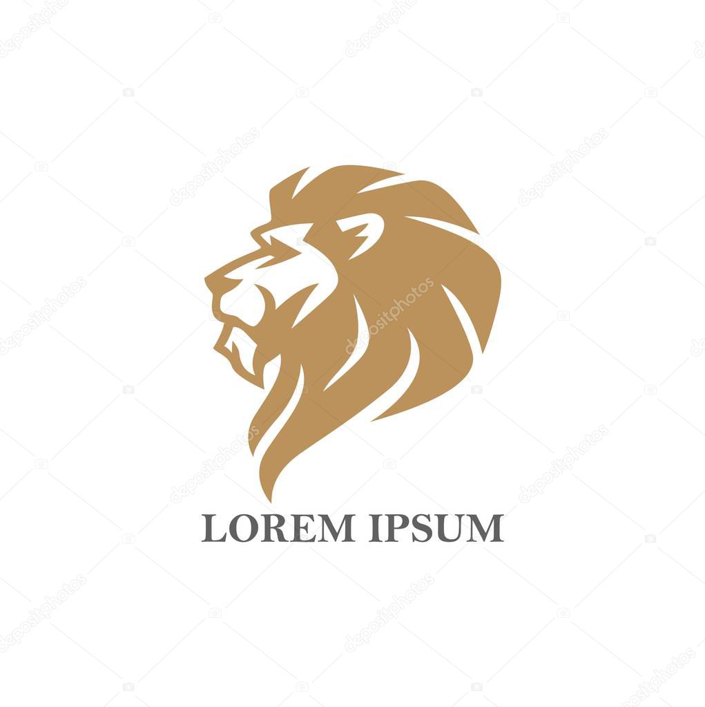 Angry Gold Lion Head Logo, Sign, Vector Design