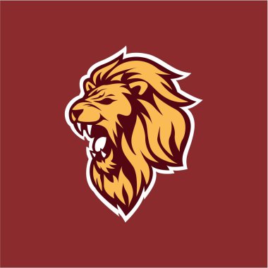 Kızgın aslan Logo, işareti, vektör tasarım çizim kafa