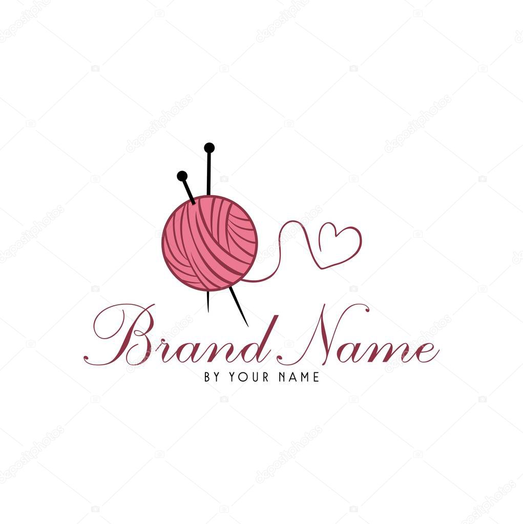 Sewing Stitching Knitting Needle Simple Logo Vector Design