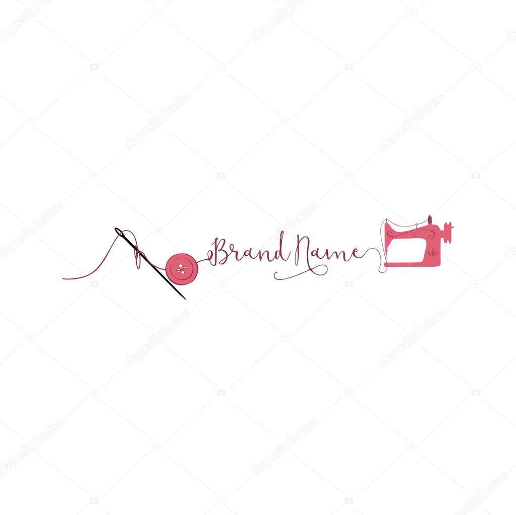 Sewing Stitching Knitting Needle Simple Logo Vector Design