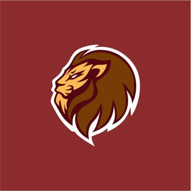 Kızgın aslan Logo kırmızı arka plan, işaret, vektör tasarım çizim ile baş