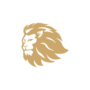 Altın kızgın aslan Logo, işareti, vektör tasarım, illüstrasyon, şablonu baş