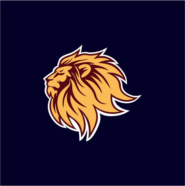 Złoty Lew Zły Szef Logo Niebieskim Tle Znak Projekt Wektor — Wektor stockowy