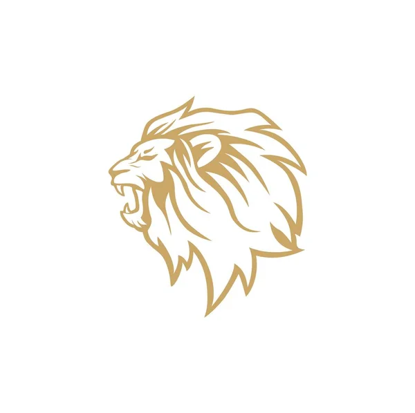 Gouden Boos Leeuw Hoofd Logo Teken Vector Design Illustratie Sjabloon — Stockvector