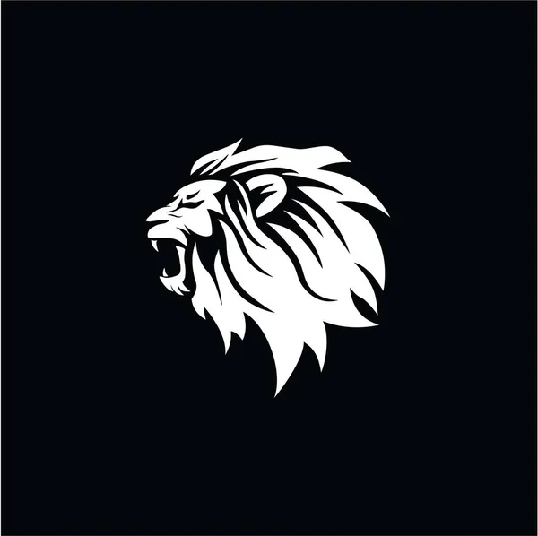 Kızgın siyah ve beyaz aslan başı, vektör Logo Tasarım, illüstrasyon, şablonu kükreyen