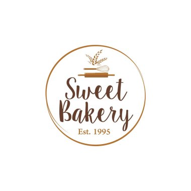 Ekmek ve tatlı Logo, işaret, şablon, amblem, düz vektör tasarımı