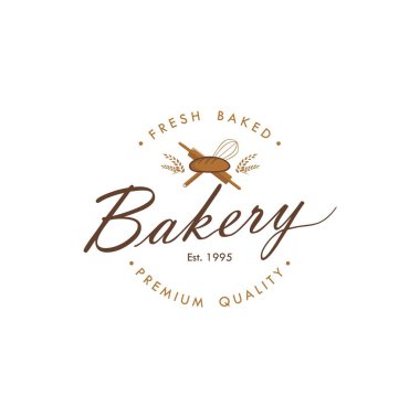 Ekmek ve tatlı Logo, işaret, şablon, amblem, düz vektör tasarımı