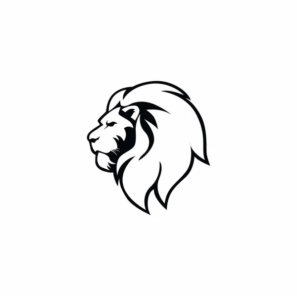 Kızgın siyah ve beyaz Logo, işareti, vektör tasarımı aslan baş