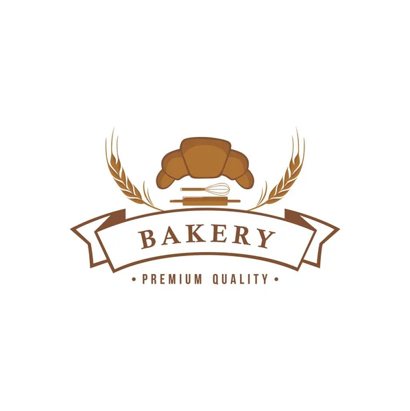 Bäckerei Und Dessertlogo Schild Vorlage Emblem Flaches Vektordesign — Stockvektor