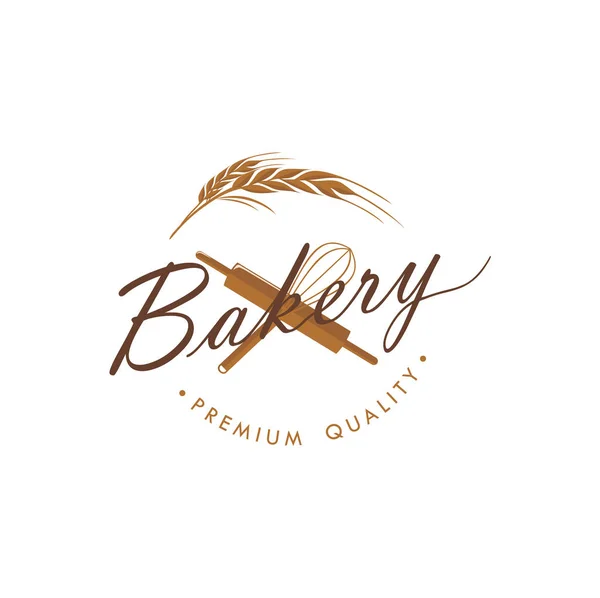 Ekmek Tatlı Logo Işaret Şablon Amblem Düz Vektör Tasarımı — Stok Vektör