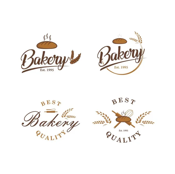 Panificio Dessert Logo Segno Modello Emblema Piatto Vector Design Set — Vettoriale Stock