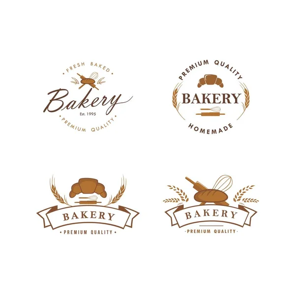 Ekmek ve tatlı Logo, işaret, şablon, amblem, düz vektör tasarım kümesi