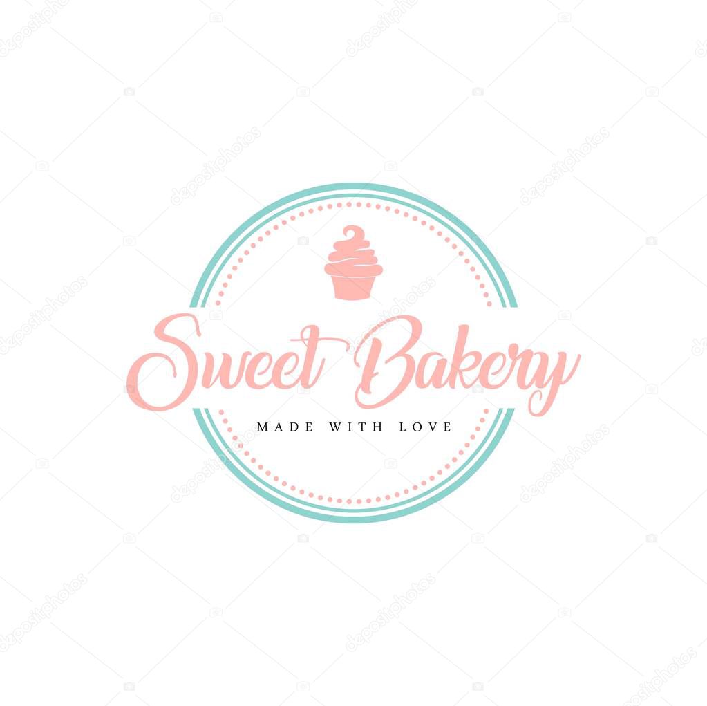 Sweet Bakery and Dessert Logo, Sign, Template, Emblem, Flat Vector Design