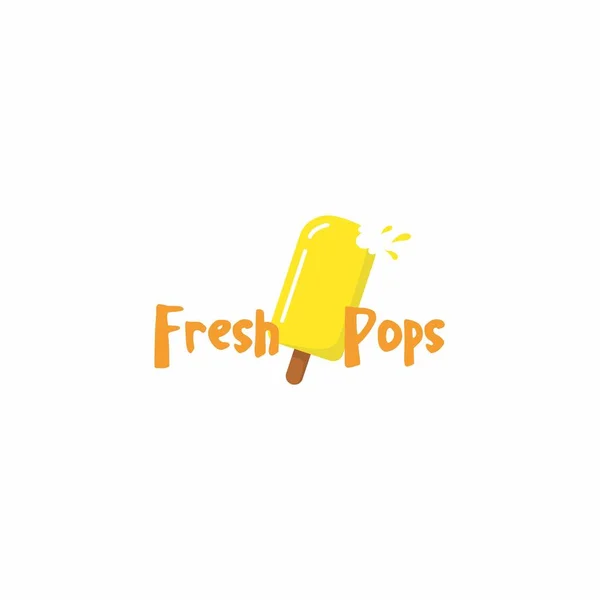 Yellow Popsicle Ice Cream Logo Sign Icon Flat Design Vector — Stock Vector