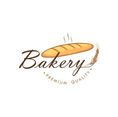 Baget ekmek ve tatlı Logo, işaret, simge, şablon, amblem, düz vektör tasarımı