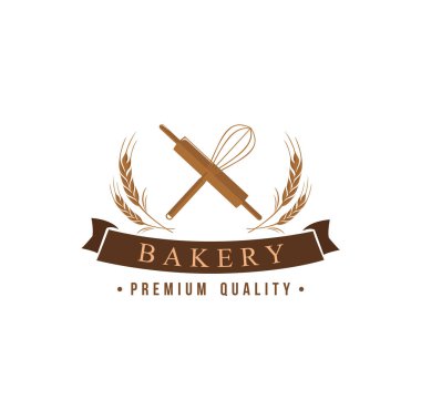 Ekmek ve tatlı Logo, işaret, simge, şablon, amblem, düz vektör tasarımı