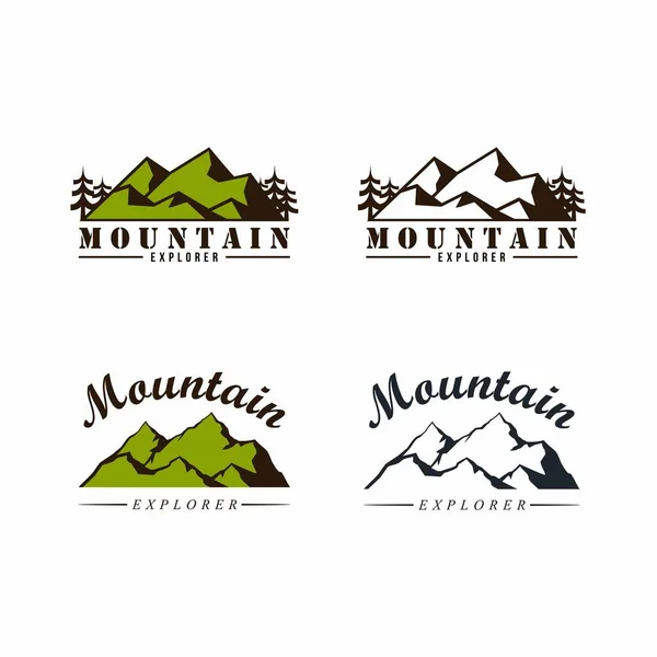 Lasu Mountain Adventure Odznaka Wektor Logo Znak Zestaw Szablonów — Wektor stockowy