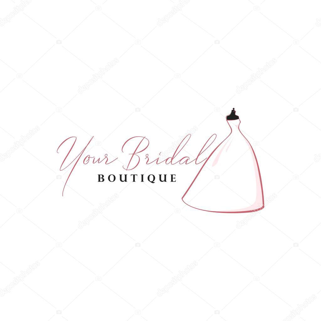 Bridal Boutique Logo, Icon, Sign, Mannequin, Fashion, Beautiful Bride, Vector Design