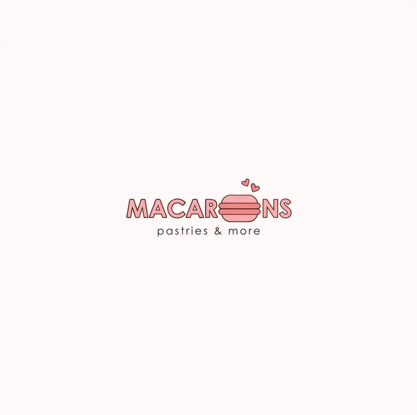 Macarons Shop Пекарня Десертный Магазин Логотип Знак Шаблон Эмблема Плоский — стоковый вектор
