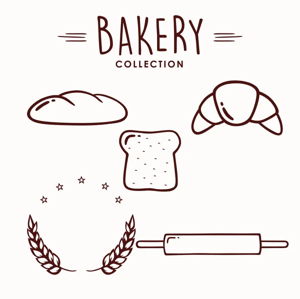 Bakery Dessert Icon Set Collection Logo Sign Line Art Template — Stock Vector
