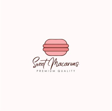 Macarons Salonu, ekmek ve tatlı Dükkanı Logo, işareti, tasarım şablonu, amblem, düz vektör