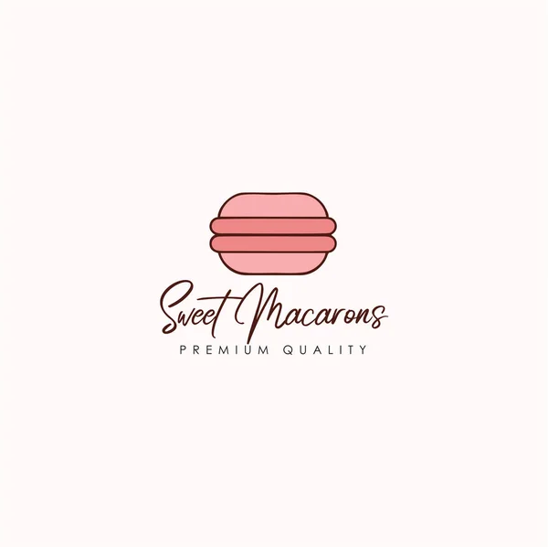 Macarons Shop Bakery Dessert Shop Logo Sign Template Emblem Flat — Stock Vector