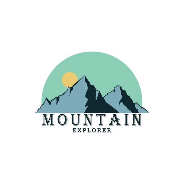 Las Góra Przygoda Logo Explorer Odznaka Wektor Wzór Znak Ikona — Wektor stockowy