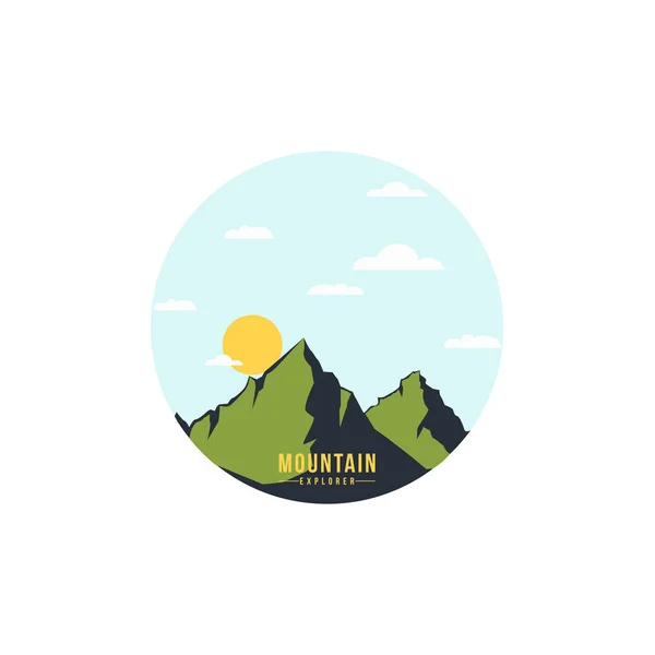 Floresta Mountain Adventure Explorer Badge Vector Design Logo Assine Modelo —  Vetores de Stock