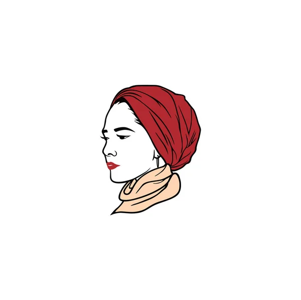 美丽的头巾女孩发型 穆斯林希贾布女孩矢量设计 插图模板 — 图库矢量图片