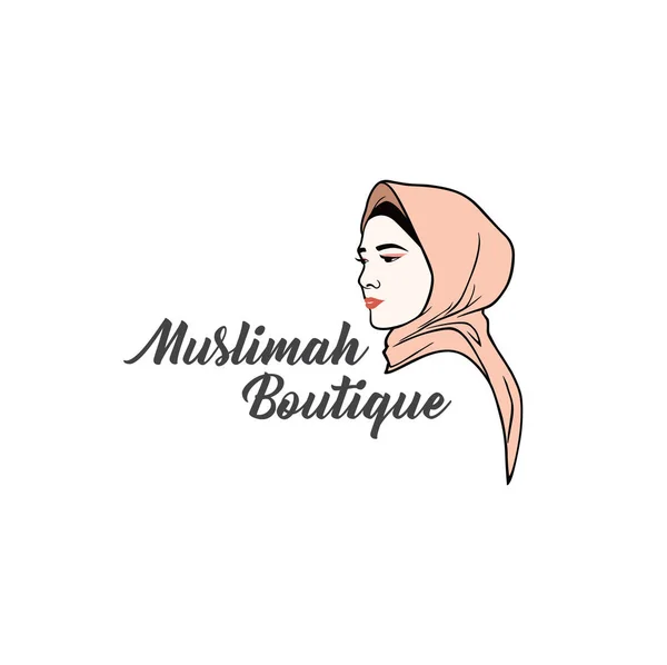 Schöne Stilvolle Hijab Mädchen Boutique Logo Marke Vektordesign Symbol Zeichen — Stockvektor