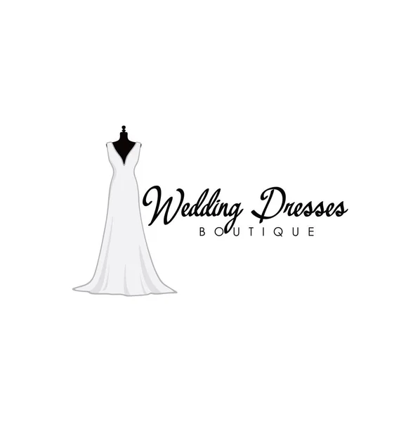 Logo Boutique Nupcial Monocromática Logotipo Los Vestidos Novia Signo Icono — Vector de stock