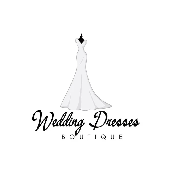 Logo Boutique Nupcial Monocromática Logotipo Los Vestidos Novia Signo Icono — Vector de stock