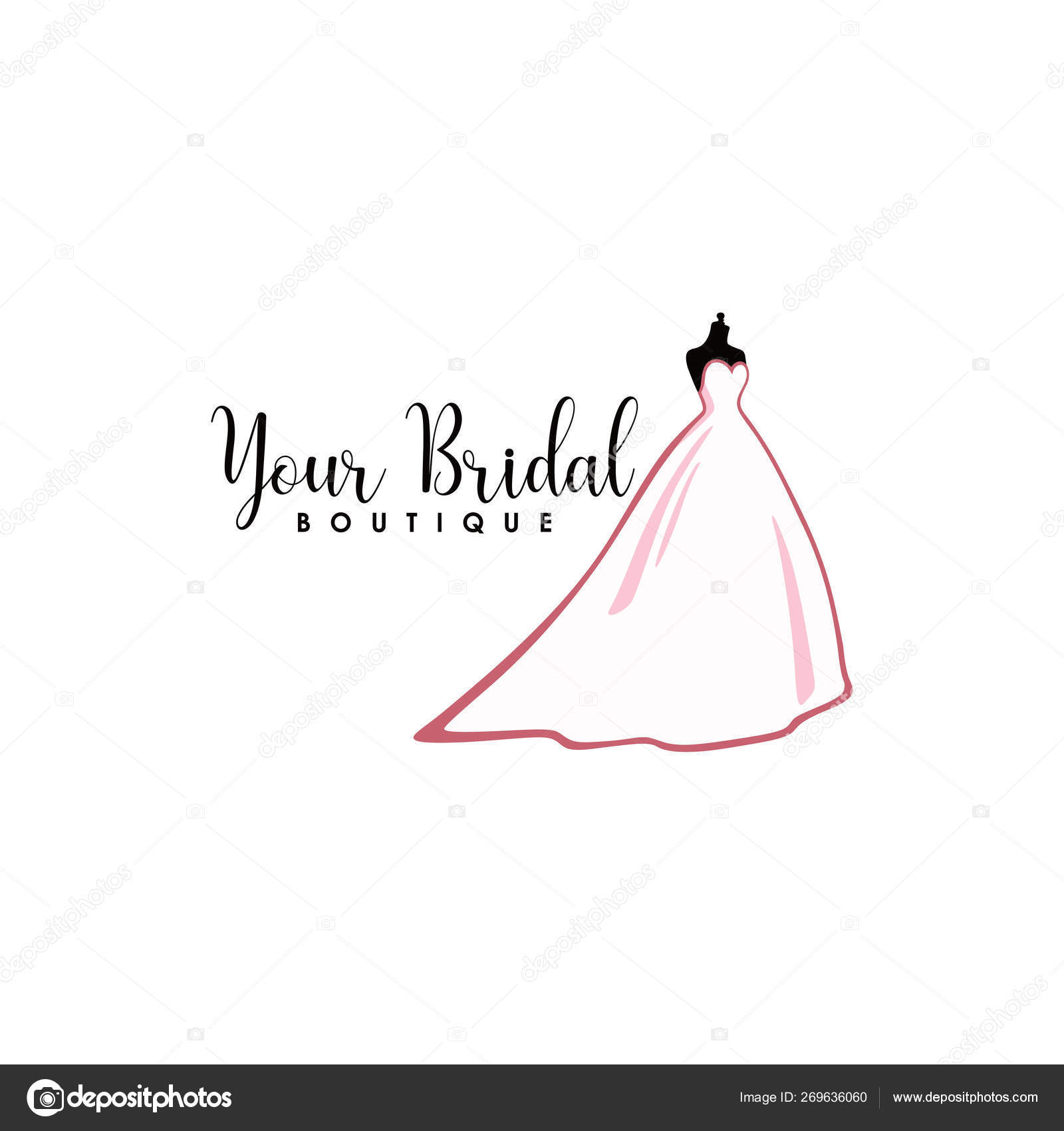 Pink Bridal Boutique Logo Icon Sign Mannequin Fashion Beautiful Bride