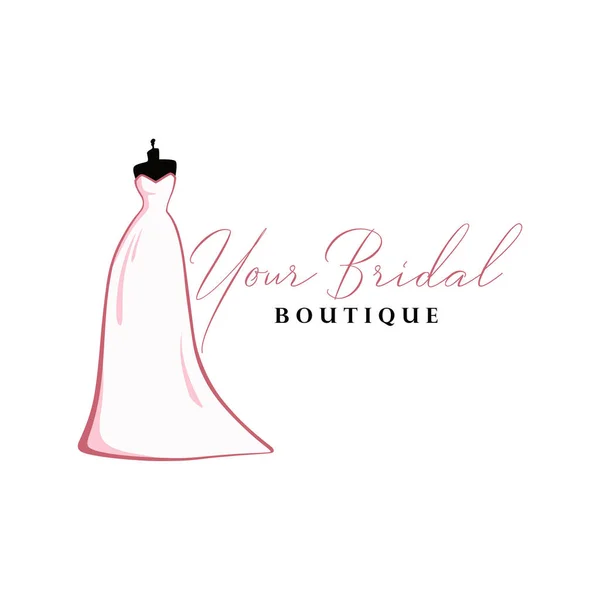 Pink Menyasszonyi Butik Logo Ikon Regisztráció Mannequin Divat Gyönyörű Menyasszony — Stock Vector