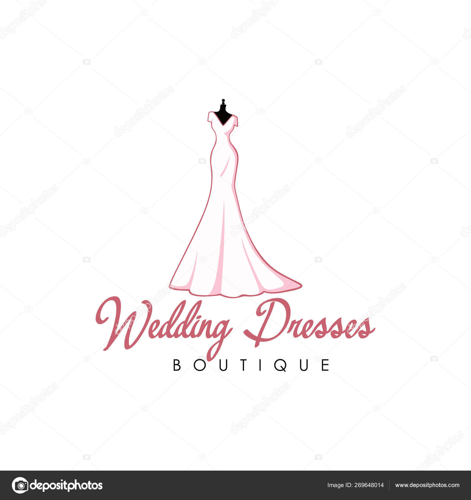 Beautiful Pink Bridal Boutique Logo Icon Sign Mannequin Fashion