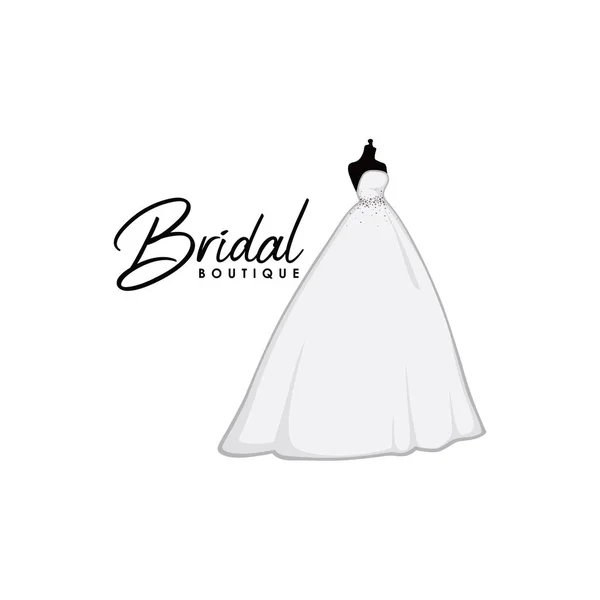 Beautiful Monochrome Bridal Boutique Logo Sign Icon Mannequin Fashion Beautiful — Stock Vector