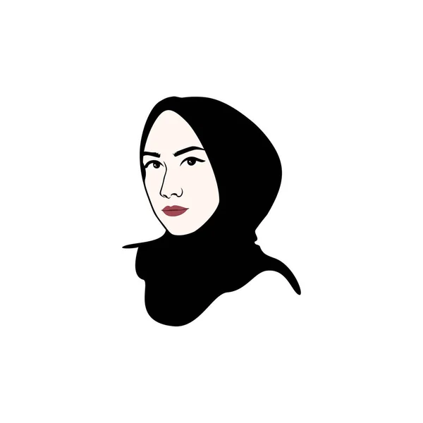 Schöne Muslimische Mädchen Hijab Vektor Design Logo Symbol Zeichen Illustration — Stockvektor