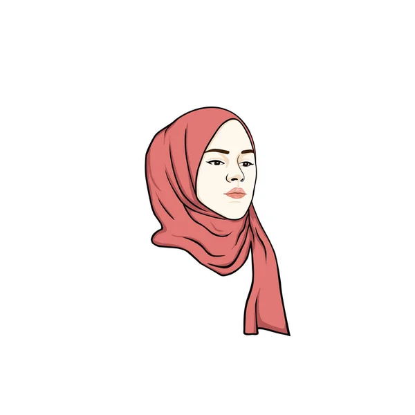 Hermosa Chica Musulmana Hijab Vector Diseño Logo Icono Signo Plantilla — Archivo Imágenes Vectoriales
