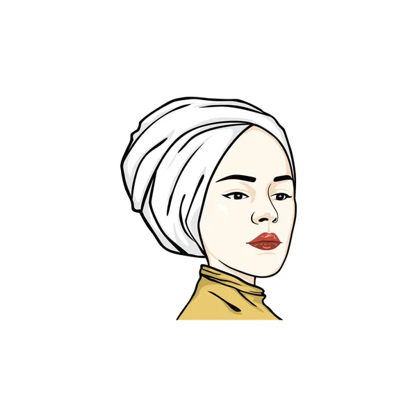 Schöne Turban Mädchen Frisur Muslimische Hijab Mädchen Vektor Design Symbol — Stockvektor