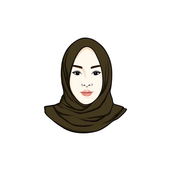 Indah Moslem Girl Hijab Vector Design Logo Ikon Tanda Tangan - Stok Vektor