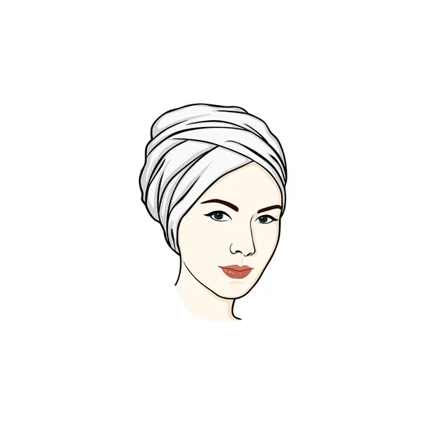 美丽的头巾女孩发型 穆斯林希贾布女孩矢量设计 徽标插图模板 — 图库矢量图片