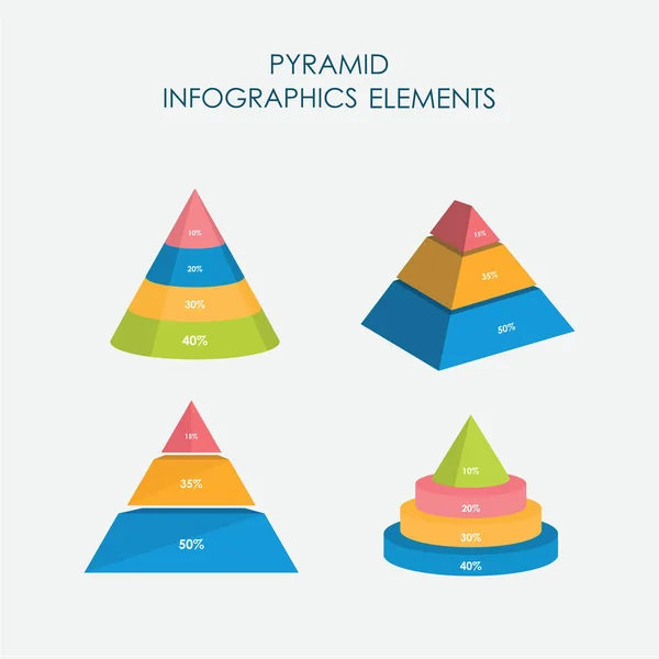 Diagrama Piramidal Infografías Elementos Set Vector Diseño Plano Señal Icono — Archivo Imágenes Vectoriales