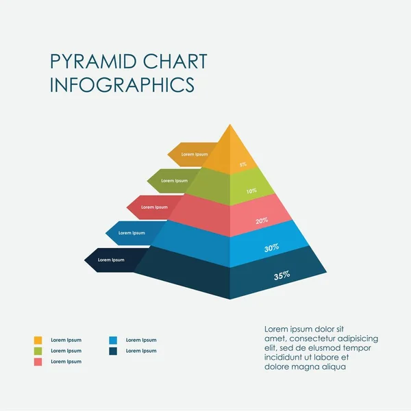 Pyramid Chart Arrow Graphics Elements Vector Flat Design Sign Icon — стоковый вектор
