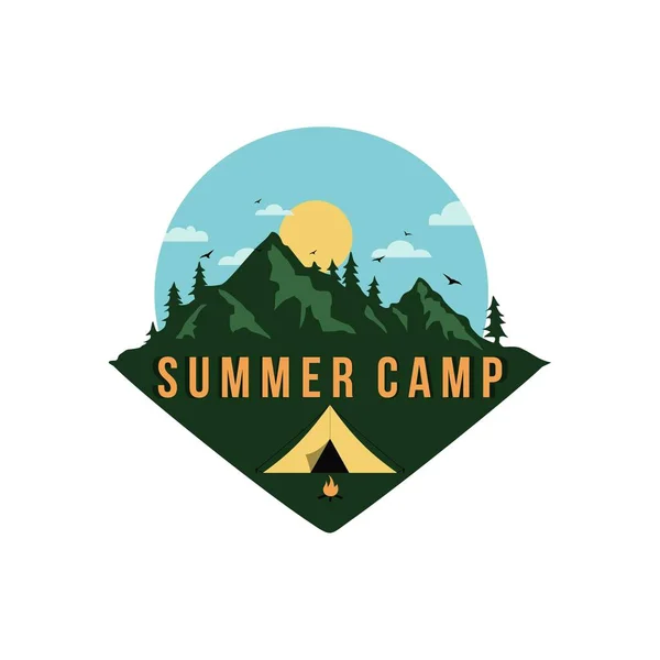 Summer Camp Festival Vector Design Logo Assine Modelo Ícone — Vetor de Stock